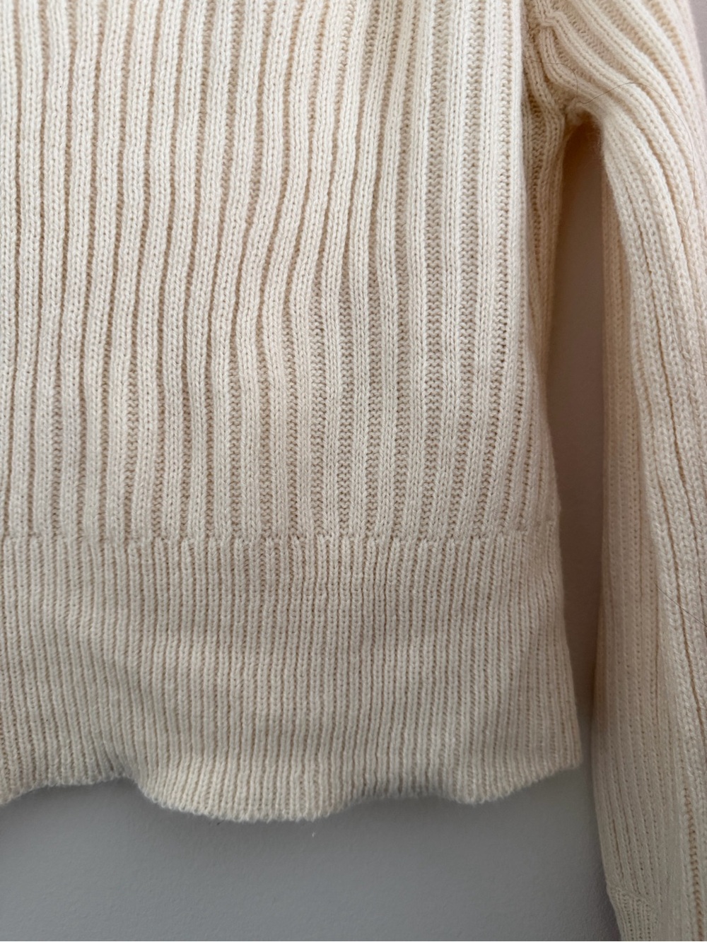 Cream Ribbed Ruffle Crewneck Sweater - Picture 10 of 10